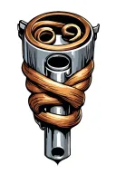 Gun barrel intertwined representing strength inspired by the client's tattoo design idea