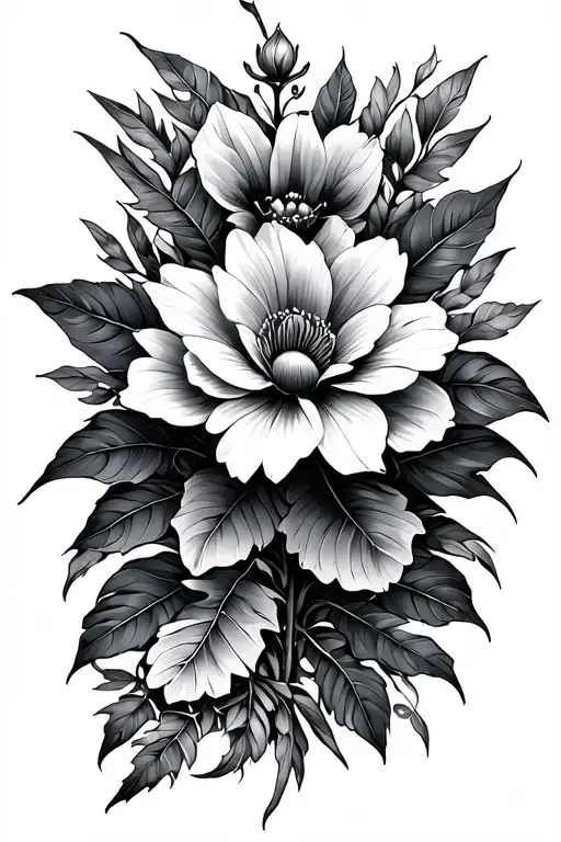 gothic flower jungle vibe tattoo design idea