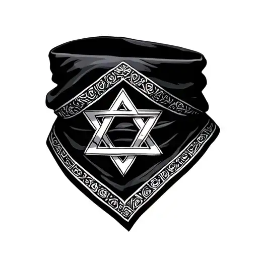 black bandanna with Star of David and pitchfork  tattoo design idea