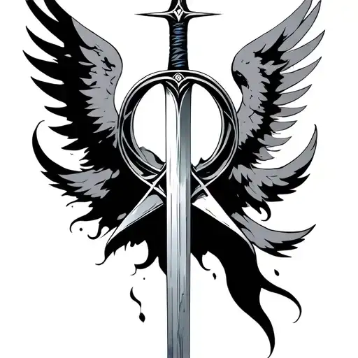 the angelic rune from the shadowhunters series pierced by a sword tattoo design idea