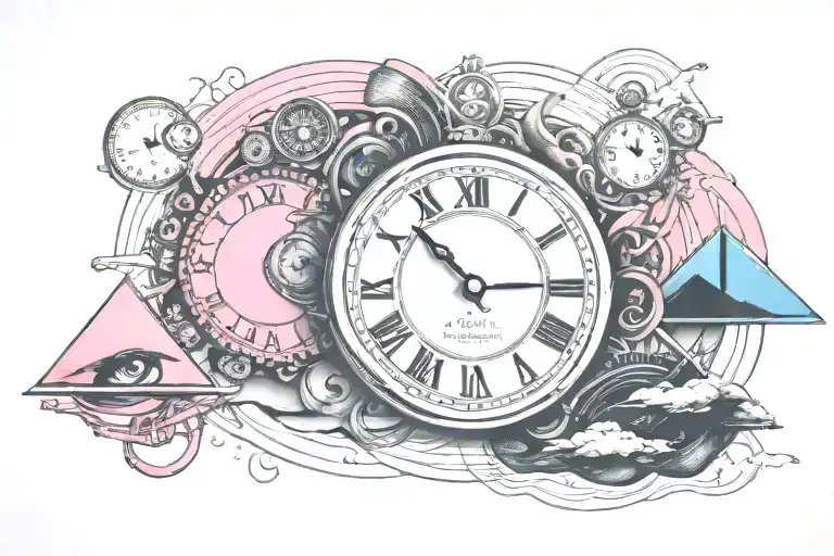 Pink Floyd time clock tattoo design idea