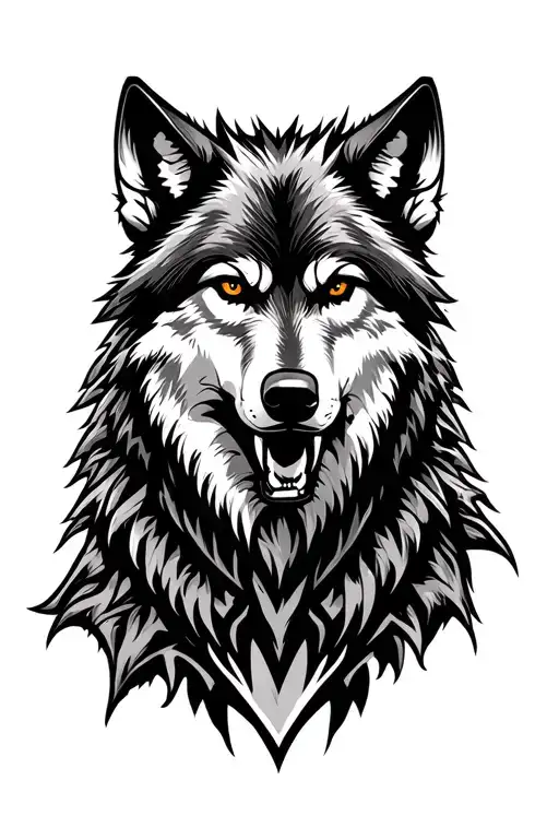 wolf and mountain tattoo design idea