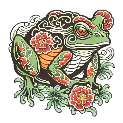 japanese frog tattoo design idea