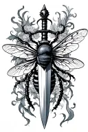 sword, gemini, bee spine tattoo tattoo design idea