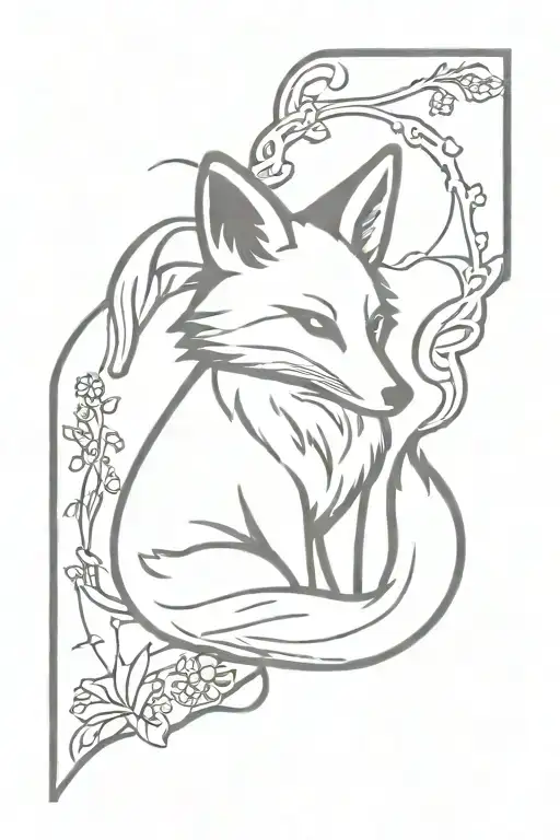 kitsune fox as omamori ofuda protection rune tattoo design idea
