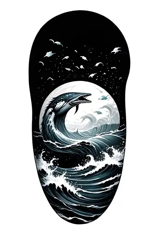 ocean theme arm sleeve tattoo design idea
