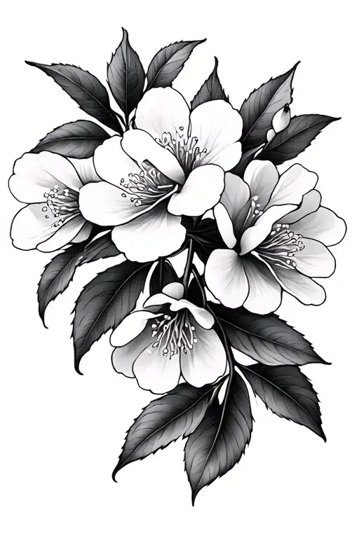 fine line cherry blossom tattoo design idea