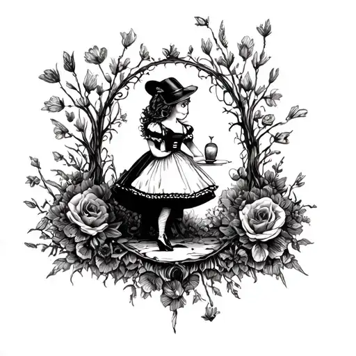 Dark Alice In Wonderland tattoo design idea