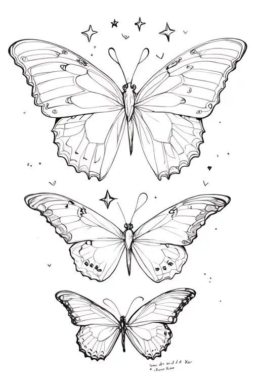 Butterflies representing love you more than all the stars tattoo design idea
