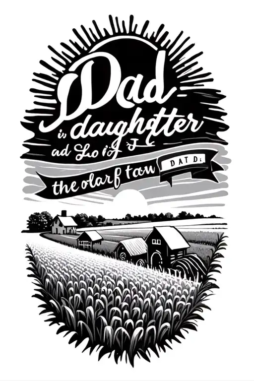 farm field with sunshine family and quotes about dad and daughter  tattoo design idea