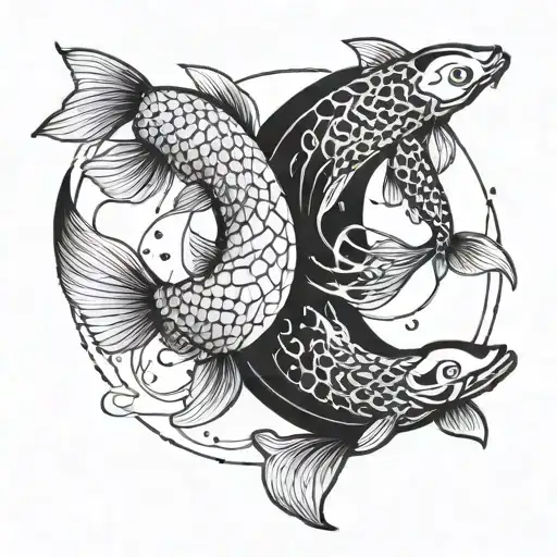 moon koi fish yin yang tattoo design idea