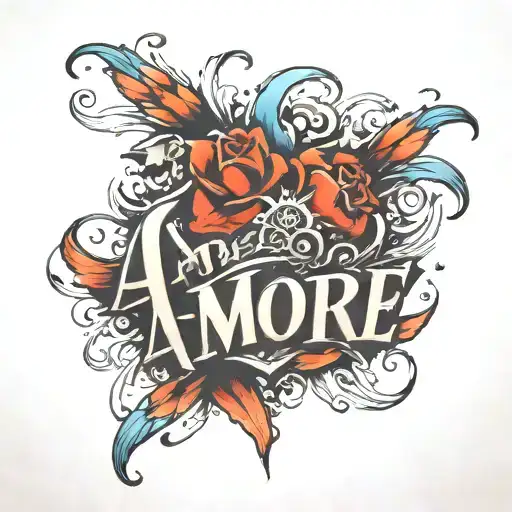 blurry text that says 'amore' tattoo design idea