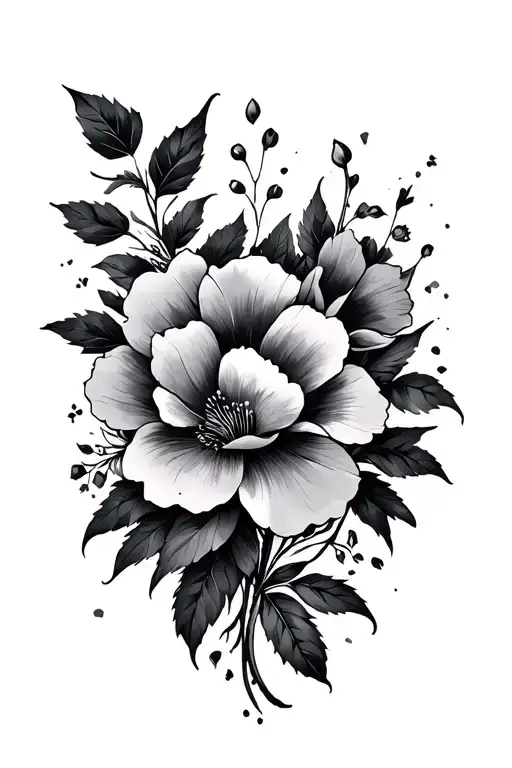 theme is detachment masculine floral  tattoo design idea