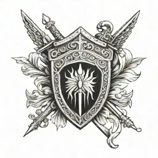 ephesians 6:13-18 full armor of God using a roman style shield as the base  tattoo design idea