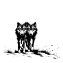 three wolves running front view tattoo design idea