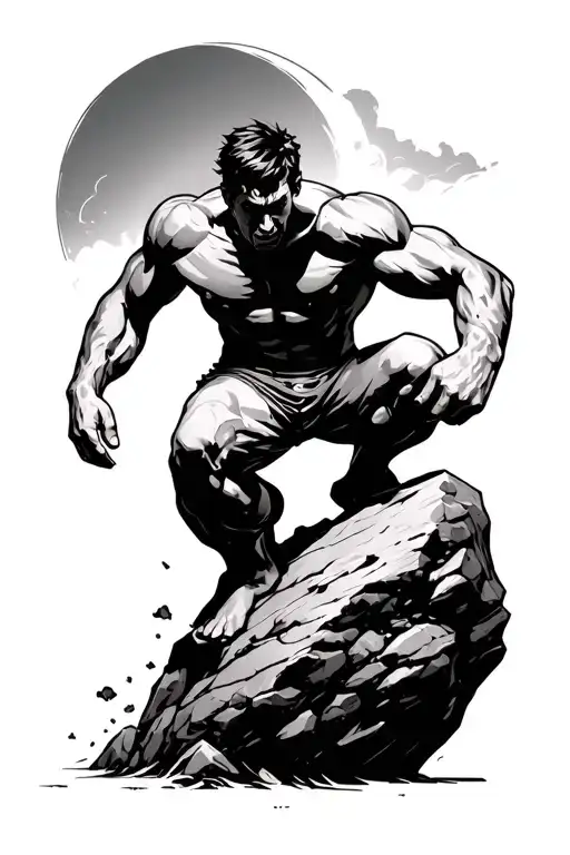 sisyphus pushing a rock tattoo design idea