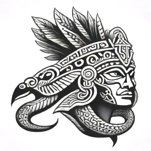 Aztec tikal and snake tattoo design idea