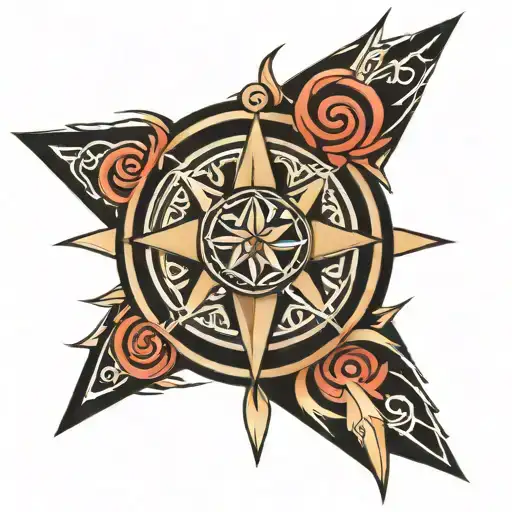 maori compass rose 888 tattoo design idea