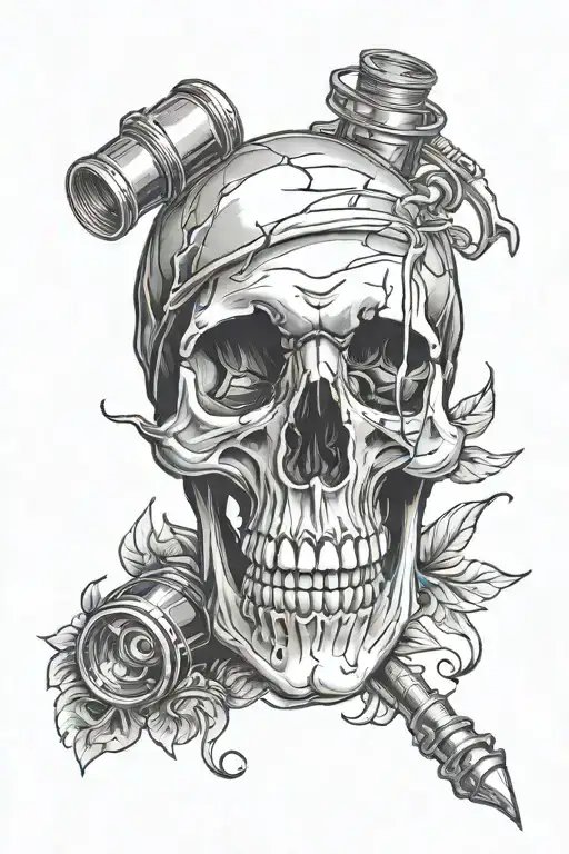 skull with broken bottle tattoo design idea