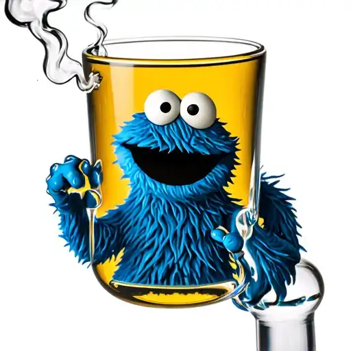 cookie monster smoking glass bong for calve tattoo design idea