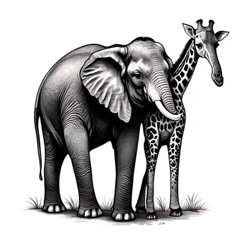 Elephant And Giraffe tattoo design idea