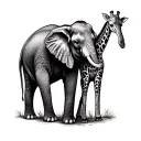 Elephant And Giraffe tattoo design idea