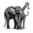 Elephant And Giraffe tattoo design idea