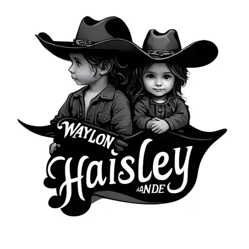 Childrens Names Waylon And Haisley tattoo design idea