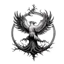 phoenix rising from tree of life tattoo design idea