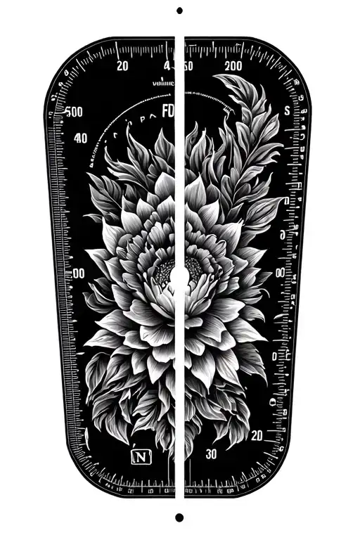 measurement scale in inches and centimeters with fractional divisions tattoo design idea