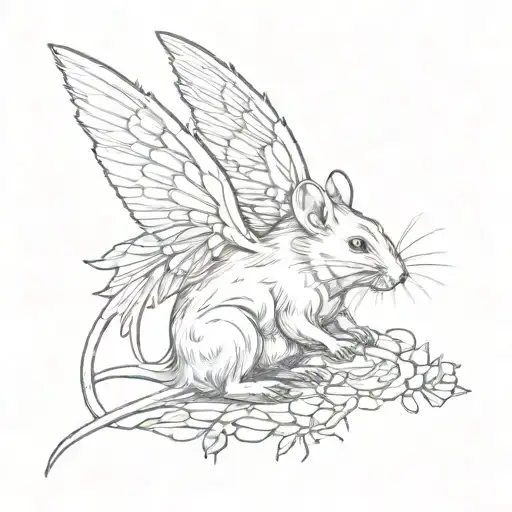rat with wings  fairies tattoo design idea