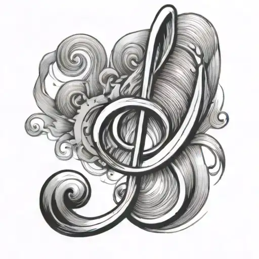 treble clef with penis sketch tattoo design idea