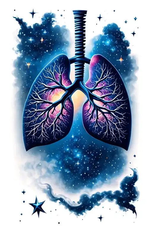 lungs filled with star sky tattoo design idea