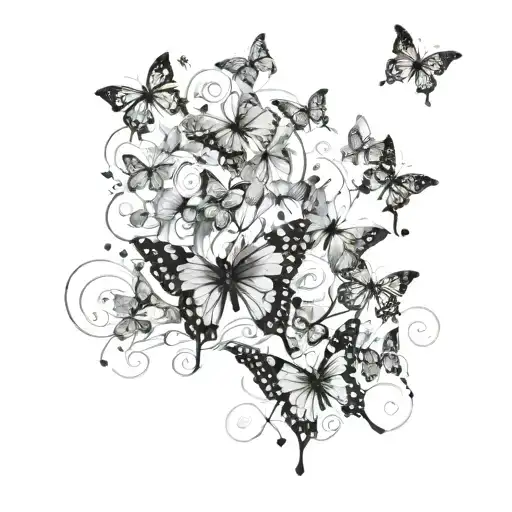butterflies on the outside of my upper left shoulder. 3-5 butterflies randomly spread out on my upper shoulder tattoo design idea