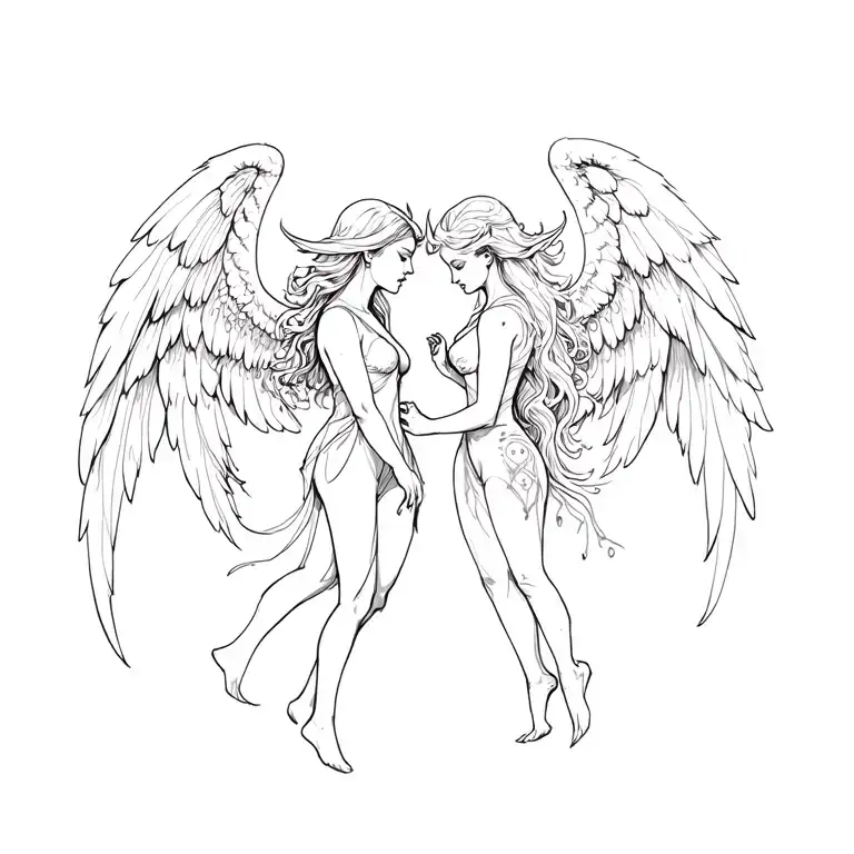 angel and demon tattoo design idea