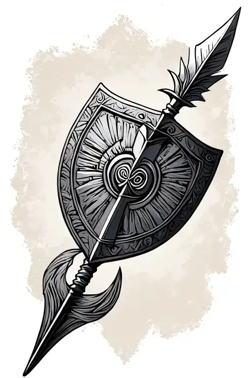 zulu spear and shield tattoo design idea