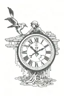 banksy girl and melting clock tattoo design idea