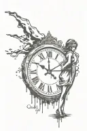 banksy girl and melting clock tattoo design idea