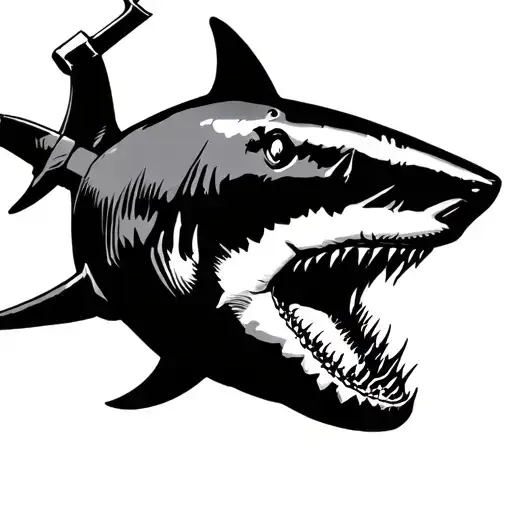 shark with a hammer on its nose tattoo design idea