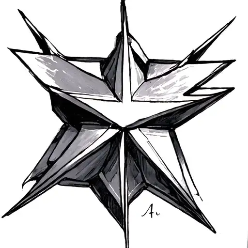 8 -pointed star and a writing tattoo design idea