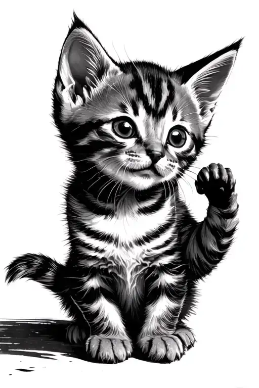 a kitten playing with the sun tattoo design idea