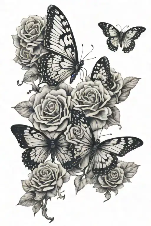 2 faces with butterflis tattoo design idea