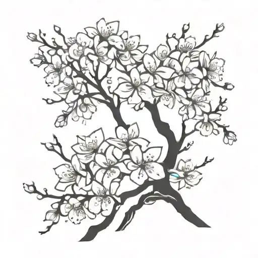 cherry blossom tree frangipanis tattoo design idea