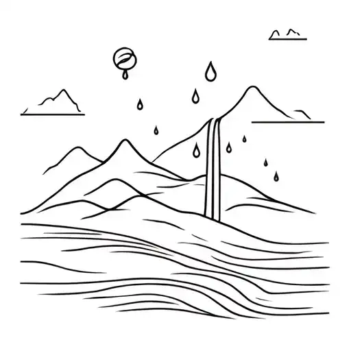 Hills, coffee bean, waterfall, rain drops, western ghats tattoo design idea