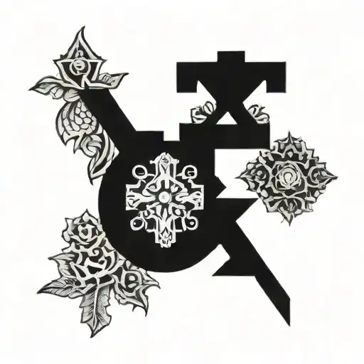 Recreate this image but at the bottom put the date 11/15/2019 in Roman numerals 3 crosss  tattoo design idea