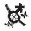 Recreate this image but at the bottom put the date 11/15/2019 in Roman numerals 3 crosss  tattoo design idea