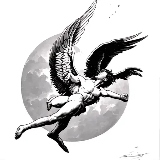 Falling Icarus falling tattoo design idea
