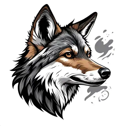 coyote head tattoo design idea