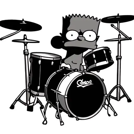 bart simpson drum set tattoo design idea
