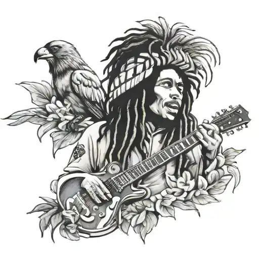 Bob Marley 3 Little Birds tattoo design idea